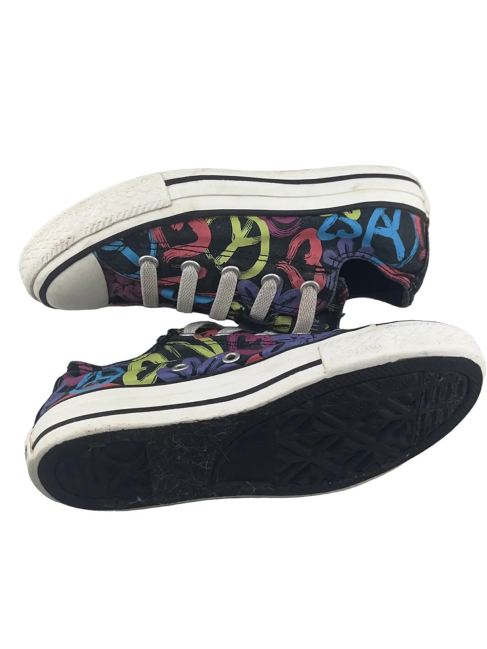 Girls Converse All Star Low Top Sneakers Size 13 Multicolor Peace Print Shoes